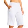 imageG Gradual Womens 13 Long Swim Board Shorts with Pockets High Waisted Quick Dry Beach Swimming Shorts for Women with LinerWhite