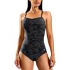 imageG Gradual Womens One Piece Athletic Swimsuit with Adjustable Straps Training Sport Swimwear Modest Bathing Suit for WomenGrey CamoBlack