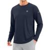 imageMens Sun Protection Long Sleeve Grid Shirts UPF 50 Rash Guard Swim Lightweight Cooling UV ShirtNavy Blue