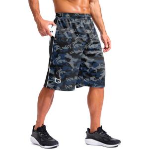 imageG Gradual Mens 12 Long Basketball Shorts with Pockets Lightweight Loose Fit Athletic Shorts Mesh Gym Shorts for MenBlue Camo