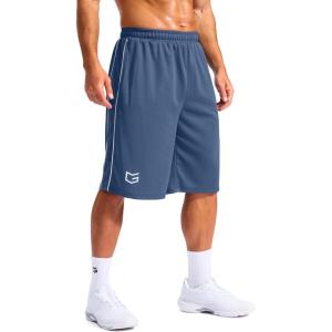 imageG Gradual Mens 12 Long Basketball Shorts with Pockets Lightweight Loose Fit Athletic Shorts Mesh Gym Shorts for MenDusty Blue