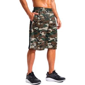 imageG Gradual Mens 12 Long Basketball Shorts with Pockets Lightweight Loose Fit Athletic Shorts Mesh Gym Shorts for MenGreen Camo