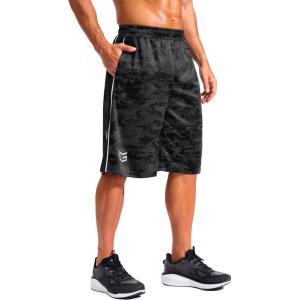 imageG Gradual Mens 12 Long Basketball Shorts with Pockets Lightweight Loose Fit Athletic Shorts Mesh Gym Shorts for MenGrey Camo