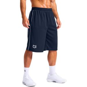 imageG Gradual Mens 12 Long Basketball Shorts with Pockets Lightweight Loose Fit Athletic Shorts Mesh Gym Shorts for MenNavy