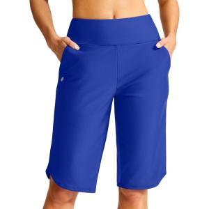 imageG Gradual Womens 13 Long Swim Board Shorts with Pockets High Waisted Quick Dry Beach Swimming Shorts for Women with LinerBlue