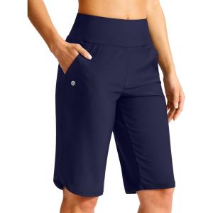 imageG Gradual Womens 13 Long Swim Board Shorts with Pockets High Waisted Quick Dry Beach Swimming Shorts for Women with LinerNavy