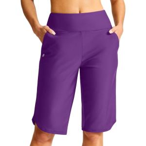 imageG Gradual Womens 13 Long Swim Board Shorts with Pockets High Waisted Quick Dry Beach Swimming Shorts for Women with LinerPurple
