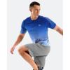 imageMens Swim Shirts Rash Guard UPF 50 Sun Protection Short Sleeve TShirts Workout Dry Fit Tee for Pool Beach TripGradient Blue White