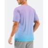 imageMens Swim Shirts Rash Guard UPF 50 Sun Protection Short Sleeve TShirts Workout Dry Fit Tee for Pool Beach TripGradient Purple Blue