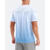 imageMens Swim Shirts Rash Guard UPF 50 Sun Protection Short Sleeve TShirts Workout Dry Fit Tee for Pool Beach TripGradient White Blue