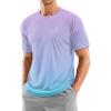 imageMens Swim Shirts Rash Guard UPF 50 Sun Protection Short Sleeve TShirts Workout Dry Fit Tee for Pool Beach TripGradient Purple Blue