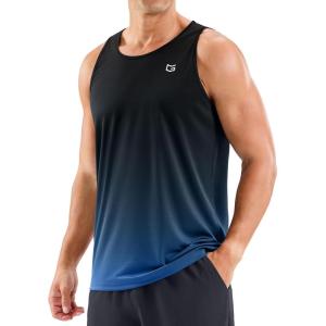 imageG Gradual Beach Tank Tops for Men UPF50 Dry Fit Summer Sleeveless Shirts Mens Workout Shirt for Swimming Running AthleticGradient Black Blue