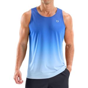 imageG Gradual Beach Tank Tops for Men UPF50 Dry Fit Summer Sleeveless Shirts Mens Workout Shirt for Swimming Running AthleticGradient Blue White
