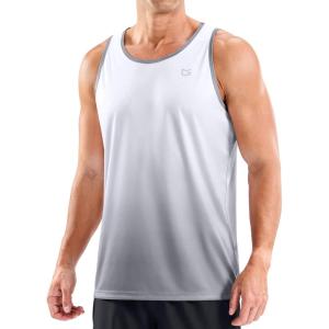 imageG Gradual Beach Tank Tops for Men UPF50 Dry Fit Summer Sleeveless Shirts Mens Workout Shirt for Swimming Running AthleticGradient White Grey