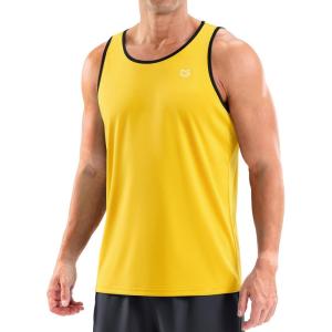 imageG Gradual Beach Tank Tops for Men UPF50 Dry Fit Summer Sleeveless Shirts Mens Workout Shirt for Swimming Running AthleticYellow