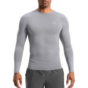 imageG Gradual Mens Compression Shirt Long Sleeve Moisture Wicking Running Gym Shirts for Men Athletic Workout Base Layer TShirtLight Grey