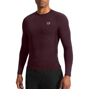 imageG Gradual Mens Compression Shirt Long Sleeve Moisture Wicking Running Gym Shirts for Men Athletic Workout Base Layer TShirtMaroon