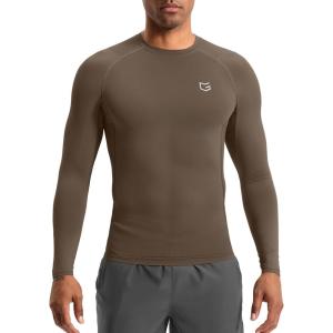 imageG Gradual Mens Compression Shirt Long Sleeve Moisture Wicking Running Gym Shirts for Men Athletic Workout Base Layer TShirtTaupe