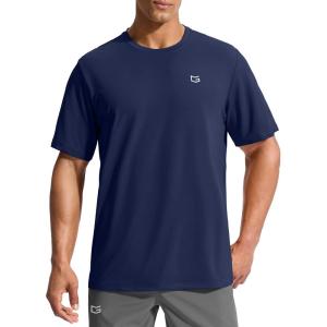 imageG Gradual Mens Sun Protection Swim Shirt UPF 50 Rash Guard Short Sleeve Quick Dry Water Hiking Workout Shirts for MenDark Blue