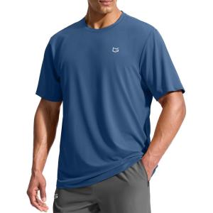 imageG Gradual Mens Sun Protection Swim Shirt UPF 50 Rash Guard Short Sleeve Quick Dry Water Hiking Workout Shirts for MenIndigo