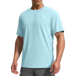 imageG Gradual Mens Sun Protection Swim Shirt UPF 50 Rash Guard Short Sleeve Quick Dry Water Hiking Workout Shirts for MenLight Blue