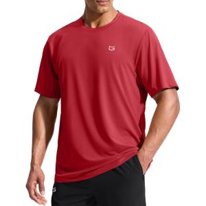 imageG Gradual Mens Sun Protection Swim Shirt UPF 50 Rash Guard Short Sleeve Quick Dry Water Hiking Workout Shirts for MenRed