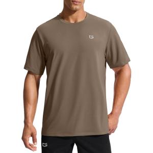 imageG Gradual Mens Sun Protection Swim Shirt UPF 50 Rash Guard Short Sleeve Quick Dry Water Hiking Workout Shirts for MenTaupe