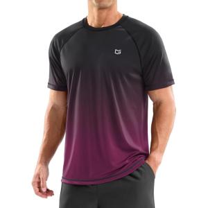 imageMens Swim Shirts Rash Guard UPF 50 Sun Protection Short Sleeve TShirts Workout Dry Fit Tee for Pool Beach TripGradient Black Rose