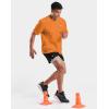 imageMens Athletic Running Shirts Dry Fit Moisture Wicking Workout Gym TShirts Short Sleeve Cooling Tee Tops for MenOrange Linear