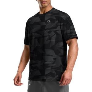 imageMens Athletic Running Shirts Dry Fit Moisture Wicking Workout Gym TShirts Short Sleeve Cooling Tee Tops for MenAblack Graphic