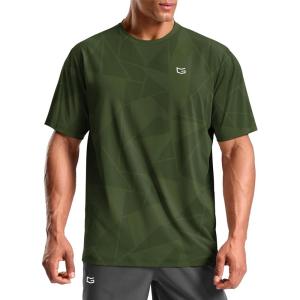 imageMens Athletic Running Shirts Dry Fit Moisture Wicking Workout Gym TShirts Short Sleeve Cooling Tee Tops for MenAolive Linear