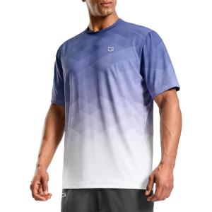 imageMens Athletic Running Shirts Dry Fit Moisture Wicking Workout Gym TShirts Short Sleeve Cooling Tee Tops for MenAslateWhite Gradient