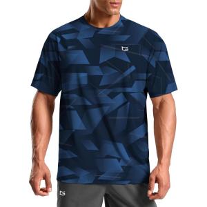 imageMens Athletic Running Shirts Dry Fit Moisture Wicking Workout Gym TShirts Short Sleeve Cooling Tee Tops for MenBlue Graphic