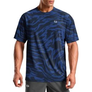 imageMens Athletic Running Shirts Dry Fit Moisture Wicking Workout Gym TShirts Short Sleeve Cooling Tee Tops for MenNavy Neon