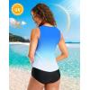 imageG Gradual Tankini Tops for Women High Neck Swimsuits Swim Top Modest Bathing Suit Swimwear Tank Top only No BottomBlueWhite Gradient