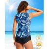 imageG Gradual Tankini Tops for Women High Neck Swimsuits Swim Top Modest Bathing Suit Swimwear Tank Top only No BottomGeometric Leaf