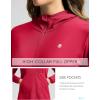 imageWomens UPF 50 Swim Cover Up Sun Protection Hoodie Long Jacket SPF Lightweight Beach Cover Ups for WomenRed
