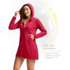 imageWomens UPF 50 Swim Cover Up Sun Protection Hoodie Long Jacket SPF Lightweight Beach Cover Ups for WomenRed