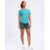 imageWomens Workout Shirts VNeck Short Sleeve UPF 50 Sun Shirt Moisture Wicking Dry Fit Top for Gym Running AthleticCyan