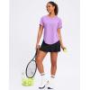 imageWomens Workout Shirts VNeck Short Sleeve UPF 50 Sun Shirt Moisture Wicking Dry Fit Top for Gym Running AthleticLight Purple