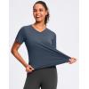 imageWomens Workout Shirts VNeck Short Sleeve UPF 50 Sun Shirt Moisture Wicking Dry Fit Top for Gym Running AthleticNavy