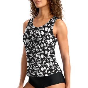 imageG Gradual Tankini Tops for Women High Neck Swimsuits Swim Top Modest Bathing Suit Swimwear Tank Top only No BottomD Black Floral