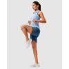 imageG Gradual 57 Athletic Running Shorts for Women 2 Zipper Pockets Lightweight Workout Gym Summer Dolphin Shorts with LinerBlue Grey