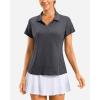 imageG Gradual Polo Shirts for Women Short Sleeve Golf Shirts V Neck Collared Top Cooling Lightweight UPF 50 Tennis Work Dry FitHeather Charcoal Grey
