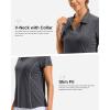 imageG Gradual Polo Shirts for Women Short Sleeve Golf Shirts V Neck Collared Top Cooling Lightweight UPF 50 Tennis Work Dry FitHeather Charcoal Grey
