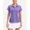 imageG Gradual Polo Shirts for Women Short Sleeve Golf Shirts V Neck Collared Top Cooling Lightweight UPF 50 Tennis Work Dry FitHeather Dark Purple