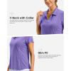 imageG Gradual Polo Shirts for Women Short Sleeve Golf Shirts V Neck Collared Top Cooling Lightweight UPF 50 Tennis Work Dry FitHeather Dark Purple