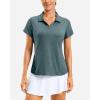 imageG Gradual Polo Shirts for Women Short Sleeve Golf Shirts V Neck Collared Top Cooling Lightweight UPF 50 Tennis Work Dry FitHeather Grey Sage
