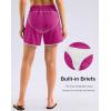 imageG Gradual Womens 5 Swim Shorts Zipper Pockets Quick Dry Board Shorts Bathing Suit Bottom with Liner Running Athletic ShortsRose