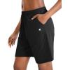 imageG Gradual Womens 7  9 Shorts with Deep Pockets Elastic Waist Bermuda Jersey Long Shorts for Woman Lounge WalkingBlack